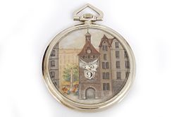 Town Scene on Dial of Jules Jurgensen Vintage Pocket Watch