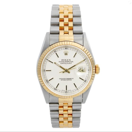 Rolex Datejust Men's 2-Tone Watch 16233 Silver Dial