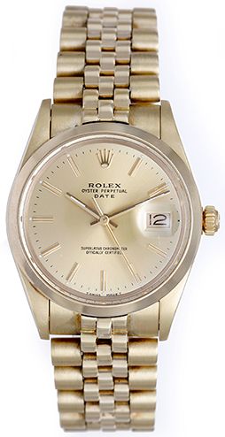 Rolex Rare 1980's 14k Gold Date Watch 34mm Quickset 15007 