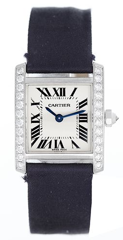 Cartier Tank Francaise Ladies 18k White Gold & Diamond Watch WE100211