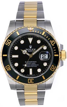 Rolex Submariner 2-Tone Black Dial Men's Watch 116613