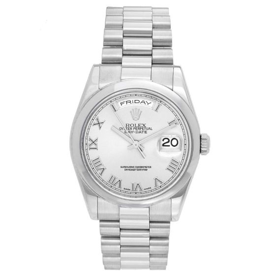 Rolex President Day-Date Men's 18k White Gold Watch 118209