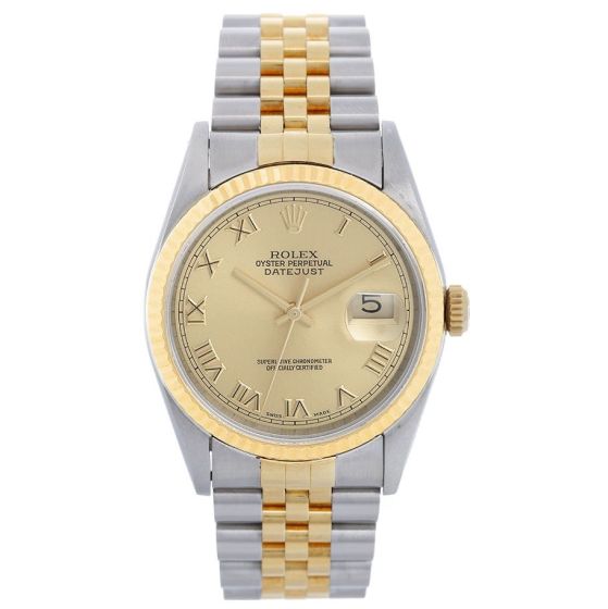 Rolex Datejust 2-Tone Men's Steel & Gold Watch 16233 Roman Dial