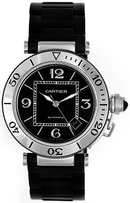Cartier Pasha Seatimer Stainless Steel & Black Rubber 40mm 