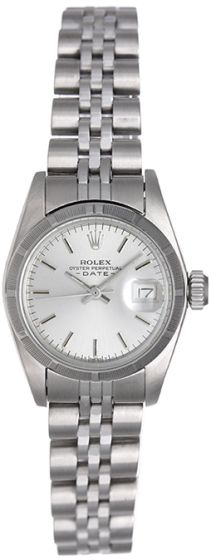 Rolex Ladies Date Stainless Steel Watch Silver Dial