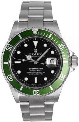 Rolex Submariner 16610 Custom Green Bezel Insert Men's Watch