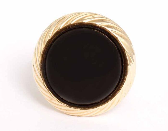 Stunning 14k Yellow Gold and Black Onyx Dome Ring