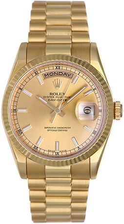 Rolex President Day-Date Men's 18K Yellow Gold Watch 118238