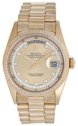 Rolex President Day-Date Watch String Diamond Dial 18038 