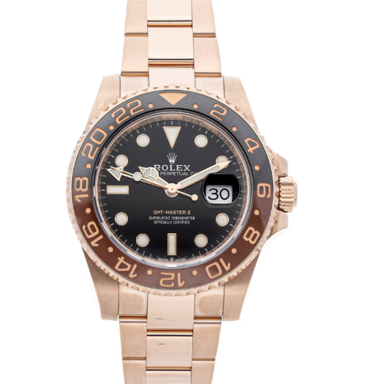 Rolex GMT - Master II Men's 18k Rose Gold Watch Root beer 126715