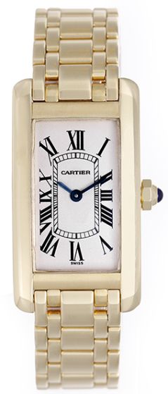Cartier Tank Americaine Ladies 18k Yellow Gold Watch