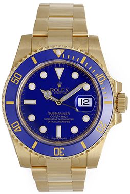 Rolex Submariner 18k Yellow Gold Men's Watch 116618