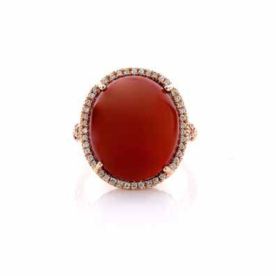 Amazing Red Agate, Orange Sapphire, & Diamond Ring Sz. 7.5 