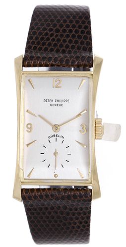 Vintage Patek Philippe Hourglass 18k Yellow Gold Watch 1593 