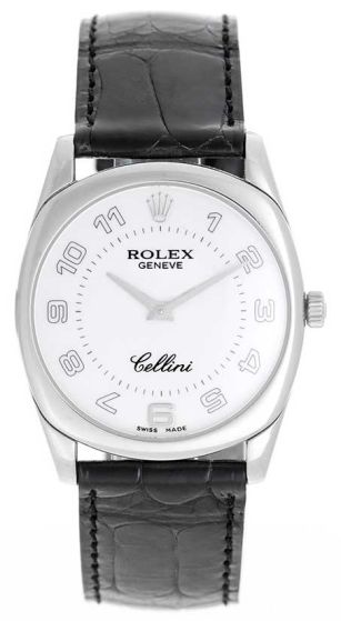 Rolex Cellini Danaos 18K White Gold Men's Watch 4233/9 Black Dial