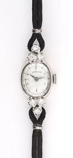 Vintage Ladies 14k White Gold & Diamond Dress Watch