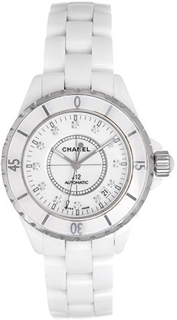 Chanel J12 Diamonds White Ceramic Quartz H1628