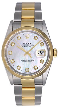 Men's Rolex Datejust Watch 16203 Custom Mother-Of-Pearl Dial