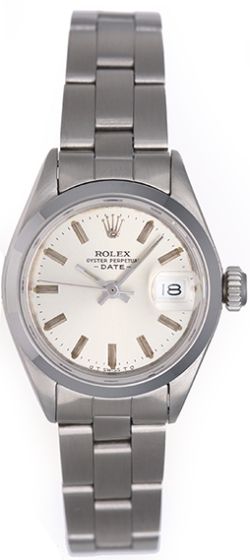 Rolex Ladies Date Stainless Steel Watch 6919 Silver Dial