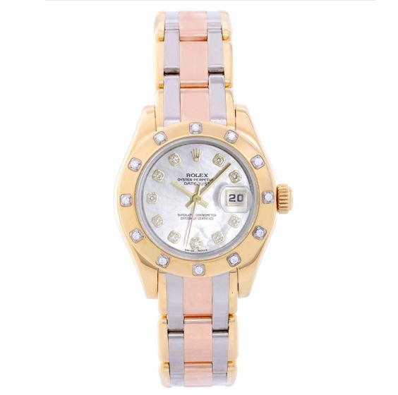 Rolex Lady Datejust Pearlmaster 18k Yellow Gold Ladies Diamond Watch 80318
