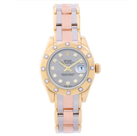 Rolex Lady Datejust Pearlmaster 18k Yellow Gold Ladies Diamond Watch 69318