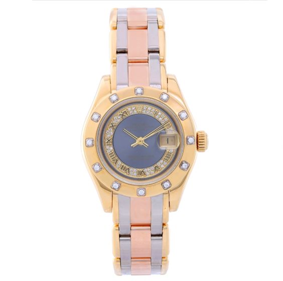 Rolex Lady Datejust Pearlmaster 18k Yellow Gold Ladies Diamond Watch 80318