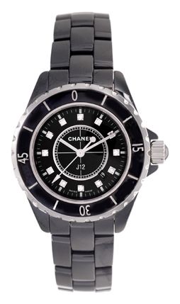 Chanel J12 Black Ceramic Diamond Quartz Watch H1625 
