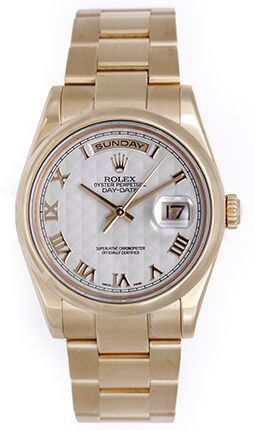 Men's Rolex President Day-Date  Watch 118208 Off-White Pyramid Dial