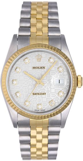 Rolex Datejust Steel Gold Men's Watch 16233 White Roman Dial