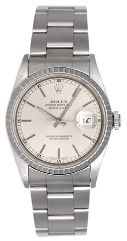 Men's Rolex Datejust Watch 16220 Silver Dial