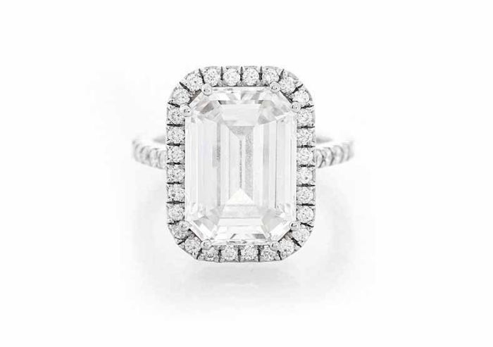 7.45 ct. Emerald Cut GIA Diamond White Gold Wedding Ring