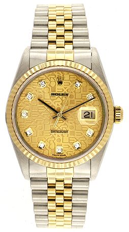 Men's Rolex Datejust Watch 16233 Champagne Diamond Dial