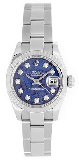 Ladies Rolex President 18k White Gold Watch 179179 Sodalite Diamond Dial