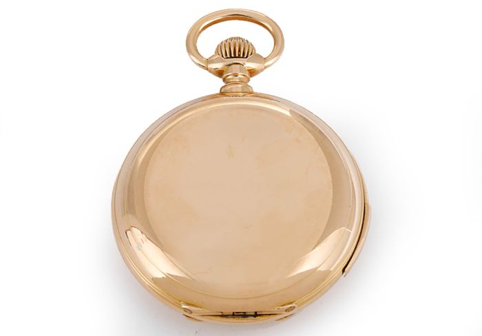 Vintage Henry Capt Quarter Hour Repeater 18k Rose Gold Hunting Case Pocket Watch