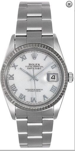 Men's Rolex Datejust Watch 16234 White Roman Dial