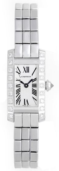 Cartier Lanieres 18k White Gold & Diamond Ladies Watch