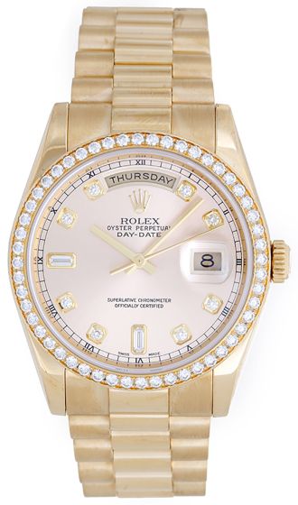 Rolex President Day-Date Factory Diamond Bezel 118348 