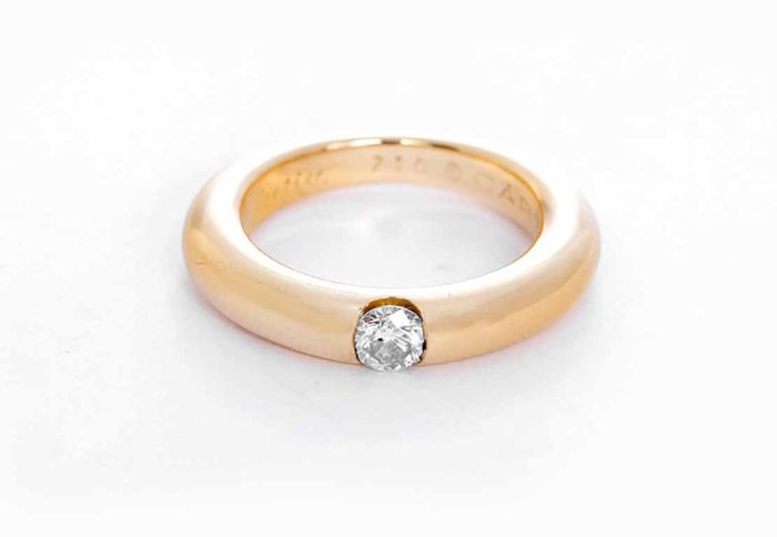 Cartier Ellipse 18K Yellow Gold Diamond Ring Sz.51(US 5-3/4)