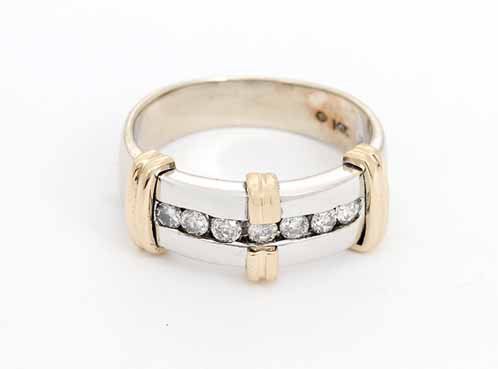 Beautiful 14k White and Yellow Gold Diamond Ring Sz. 8