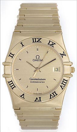Omega Constellation Chronometer Yellow Gold Quartz Watch 