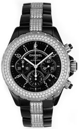 Chanel J12 Black Ceramic Diamond Chronograph H1706
