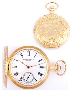 Patek Philippe 18k Gold Repousse Hunting Case Pocket Watch 