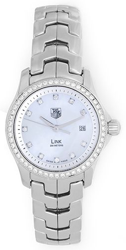 Tag Heuer Ladies MOP Diamond Dial Stainless Steel Ladies Watch WJF1319