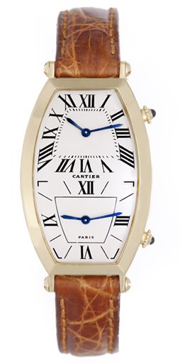 Cartier Tonneau Dual Timezone Men's 18k Watch W1502853