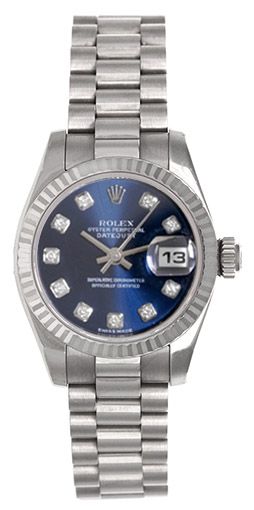Ladies Rolex President 18k White Gold Watch 179179