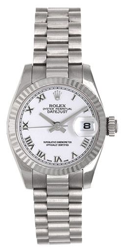 Ladies Rolex President 18k White Gold Watch 179179