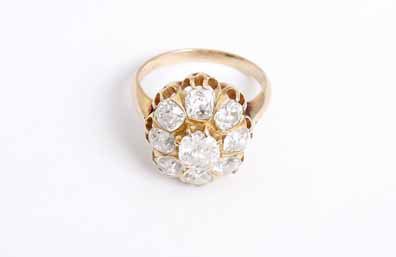 Vintage 14k Rose Gold Diamond Cluster Ring, ca. Paris 1948