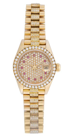  Rolex President 18k Ladies Gold Diamond Watch 69138