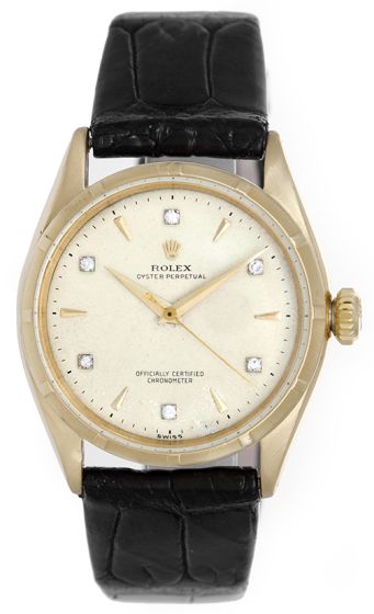 Rare Vintage Rolex with Factory Diamond Dial 18k Gold Men's Watch 6285