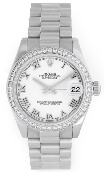 Rolex Lady 31 Platinum President  Diamond Bezel 178286
